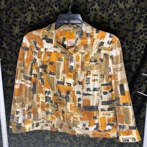 Ruby Rd brown/orange multicolor top